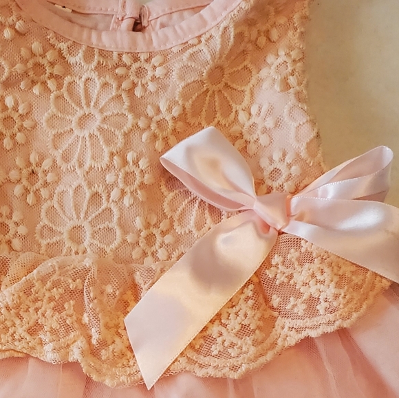 Light Pink Baby Girl Dress with Lace and Tulle - Picture 3 of 4